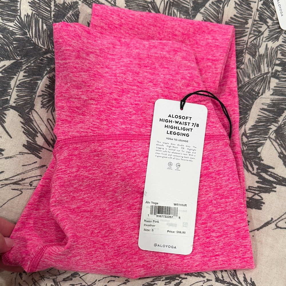 ALO Yoga Alosoft 7/8 Neon Pink Heather High-Waist Leggings
